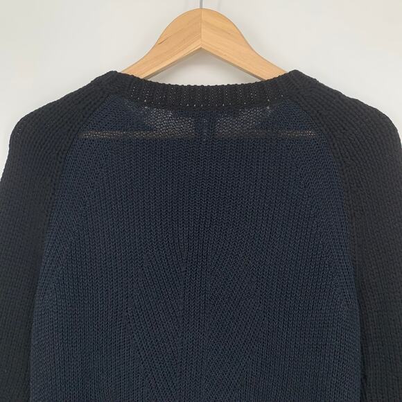 Marc Jacobs Edgemont Raglan Chunky Knit Sweater Color Black Pullover Black Blue - Picture 4 of 8